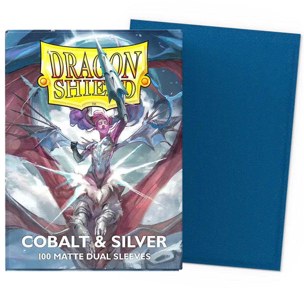 Dragon Shield Sleeves - Dual Matte Cobalt & Silver (100 Sleeves)