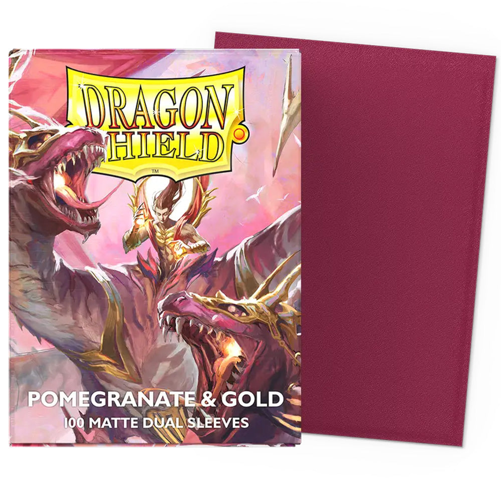 Dragon Shield Sleeves - Dual Matte Pomegranate & Gold