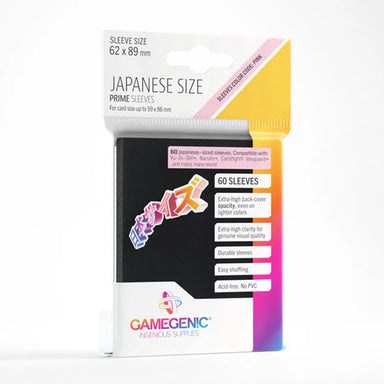 Gamegenic Japanese Size Prime Sleeves - Black (60 Sleeves)