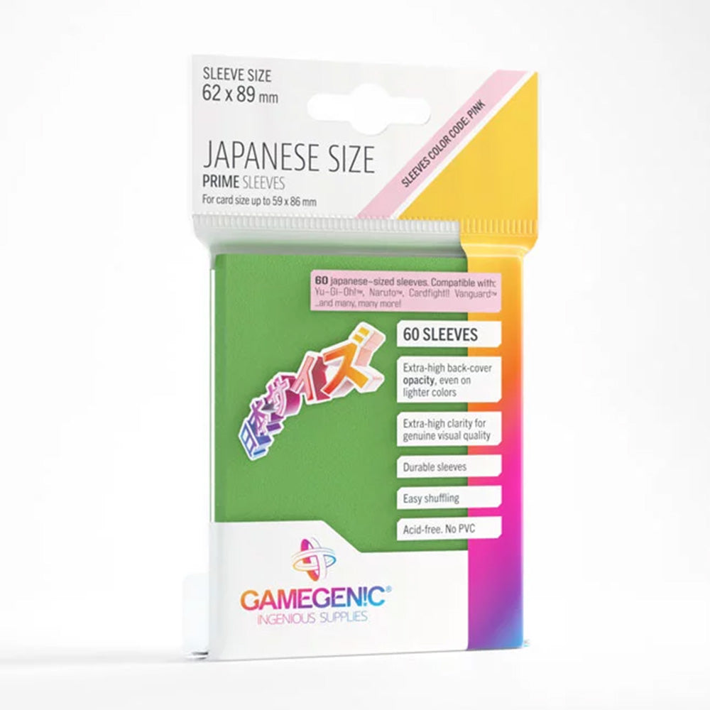 Gamegenic Japanese Size Prime Sleeves - Green (60 Sleeves)