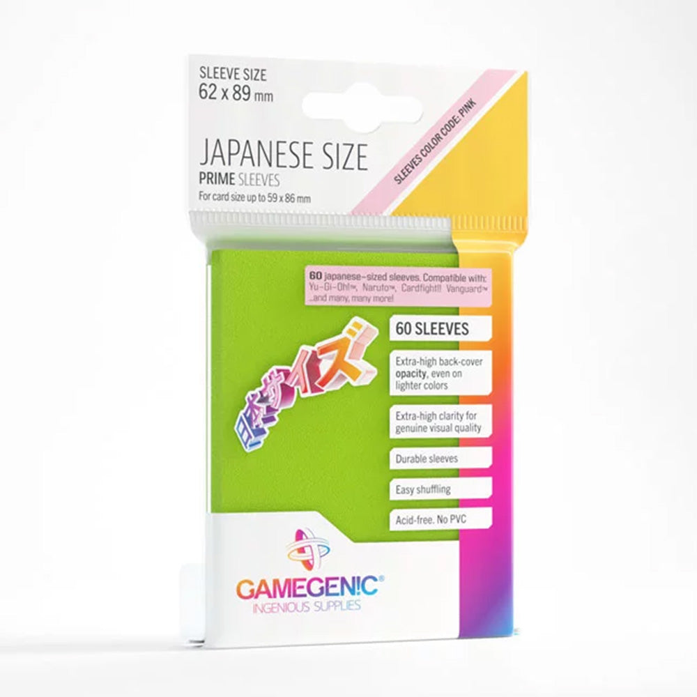 Gamegenic Japanese Size Prime Sleeves - Lime (60 Sleeves)
