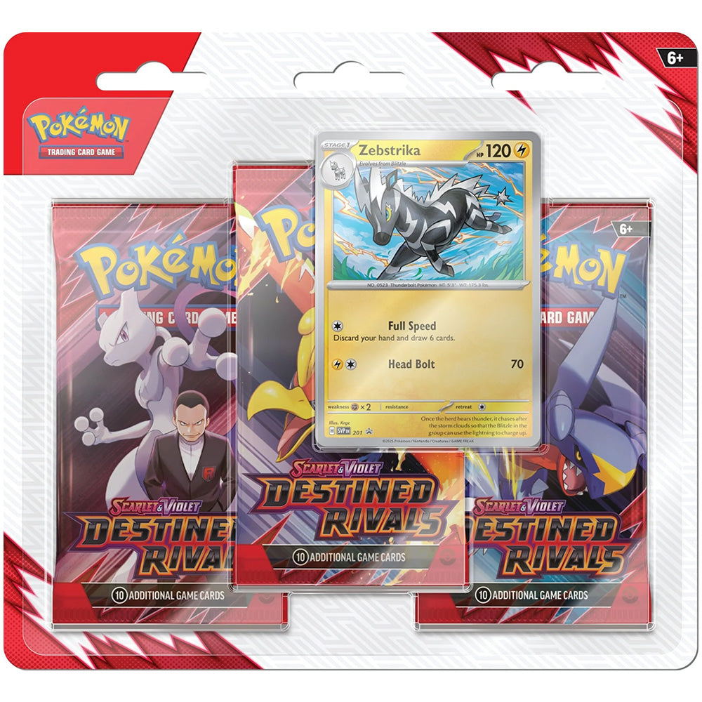 Pokémon TCG Scarlet and Violet Destined Rivals 3-Pack Blister - Zebstrika