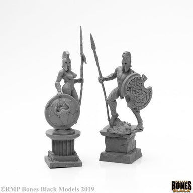 Reaper 44127: Amazon and Spartan Living Statues (Stone) - Bones Black